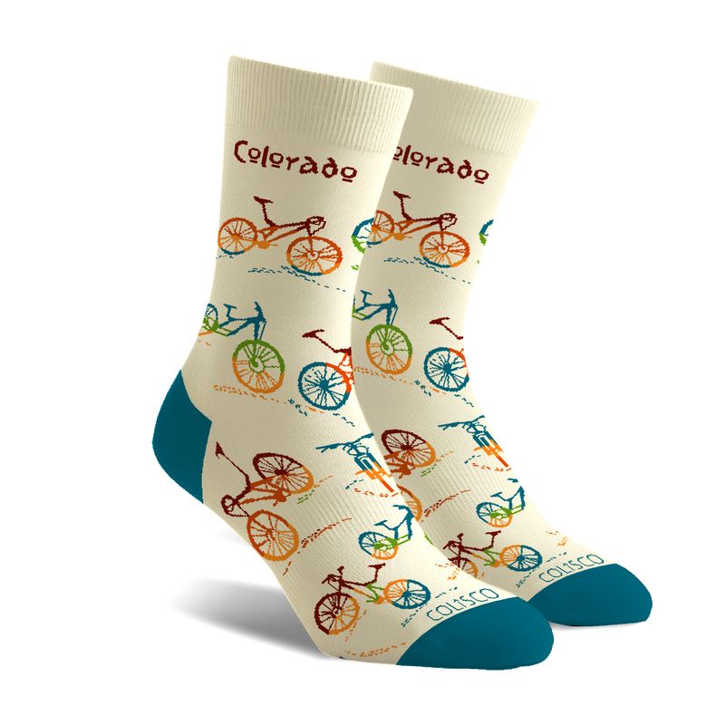 COLISCO Unisex Crew Socks - Colorado Bike Ride
