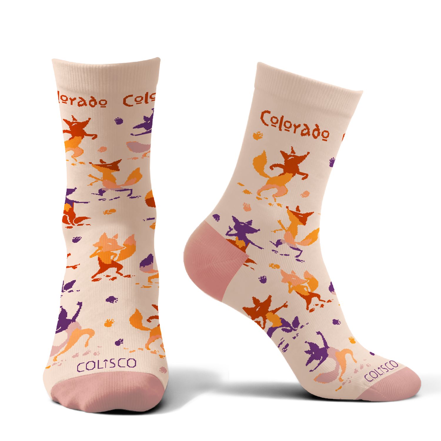 COLISCO Unisex Crew Socks - Dancing Fox, Design: Dancing Fox