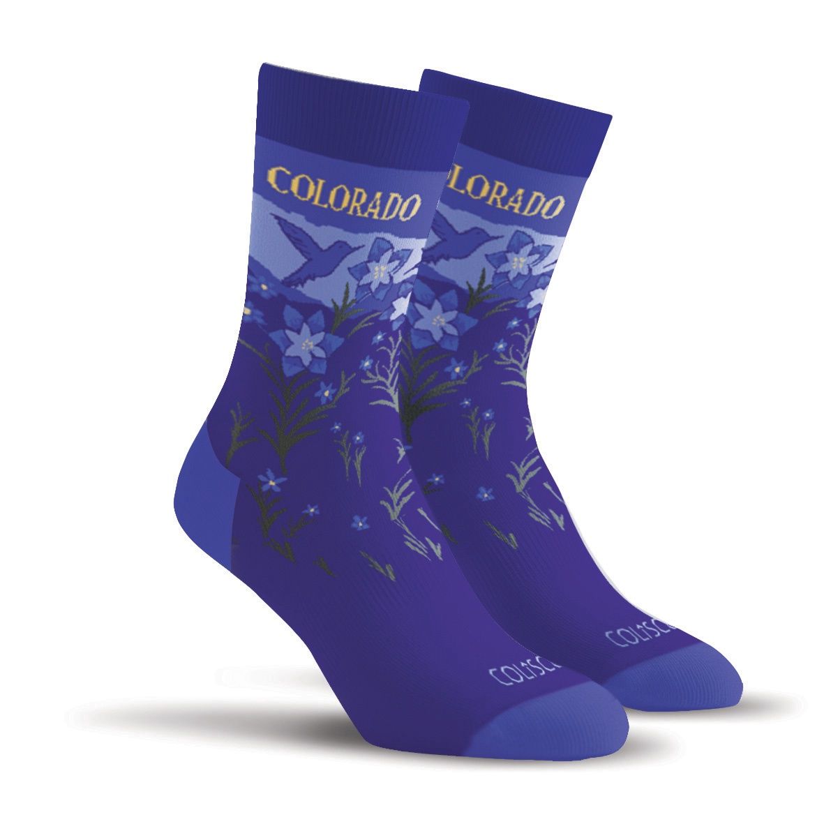 Colisco Unisex Crew Socks - Colorado Blue Columbine, Design: Colorado Blue Columbine
