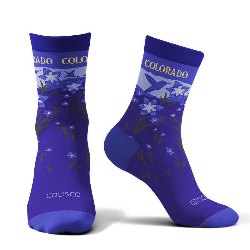 Colisco Unisex Crew Socks - Colorado Blue Columbine