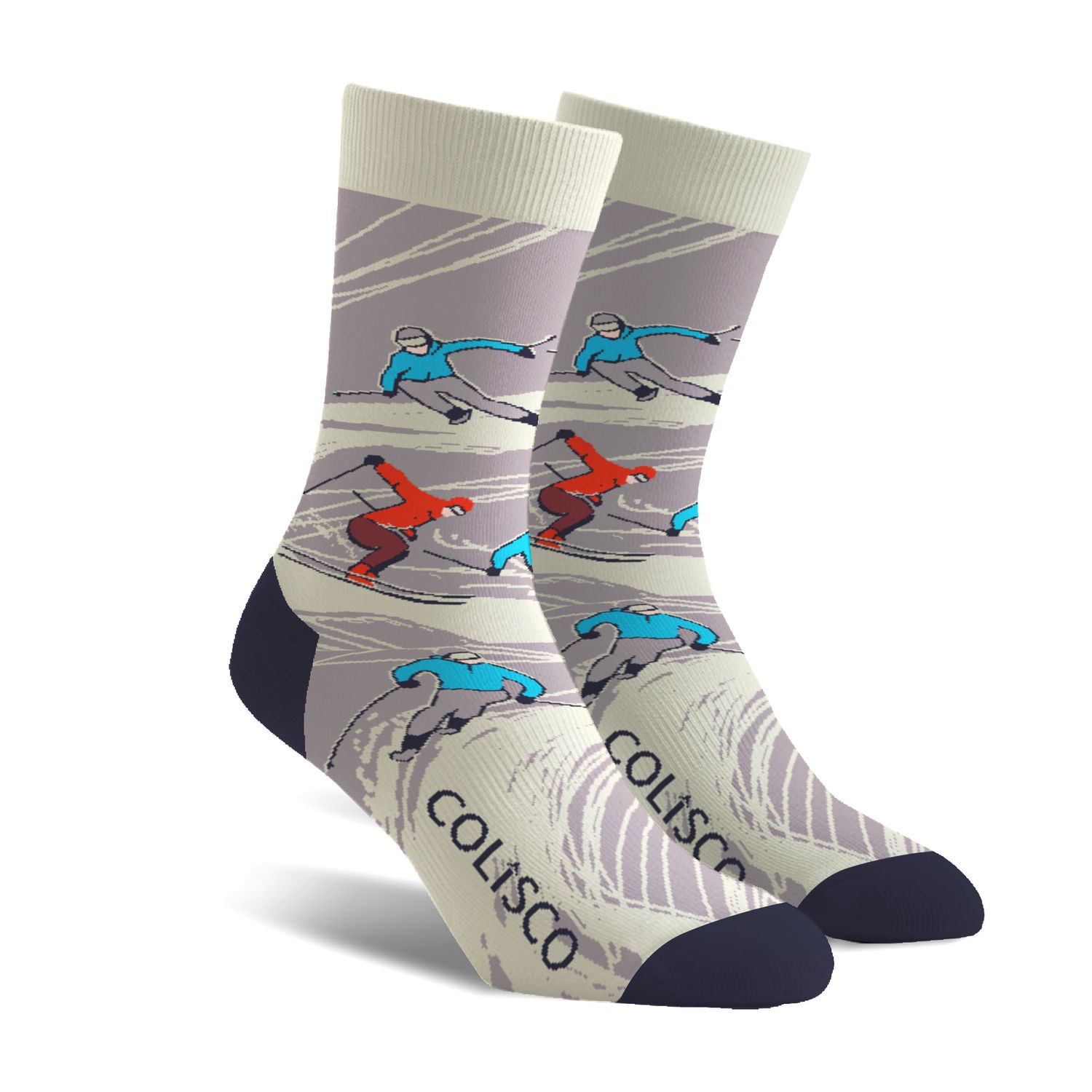 COLISCO Unisex Crew Socks - Classic Ski Day, Design: Classic Ski Day