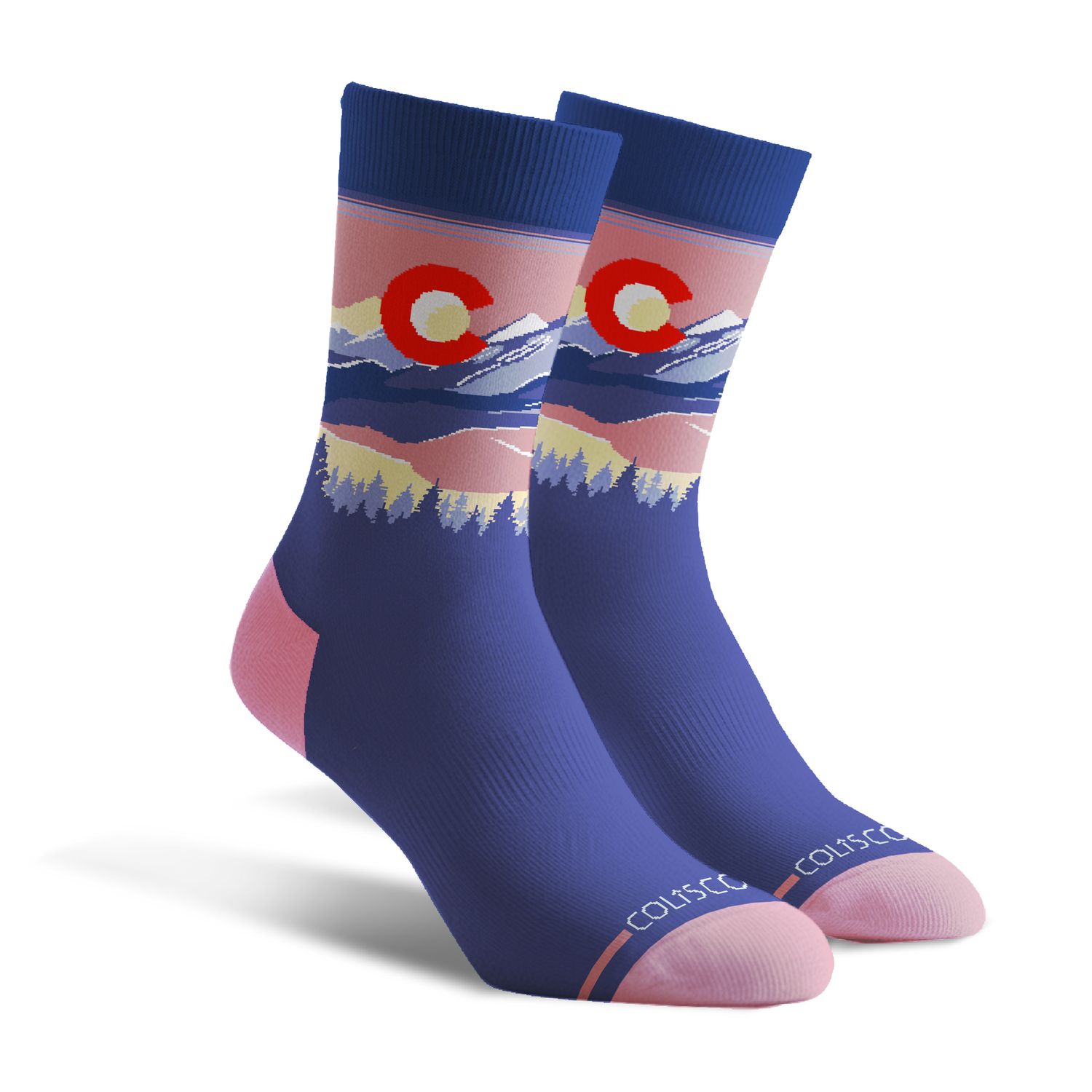 COLISCO Unisex Crew Socks - Colorado Sunset, Design: Colorado Sunset