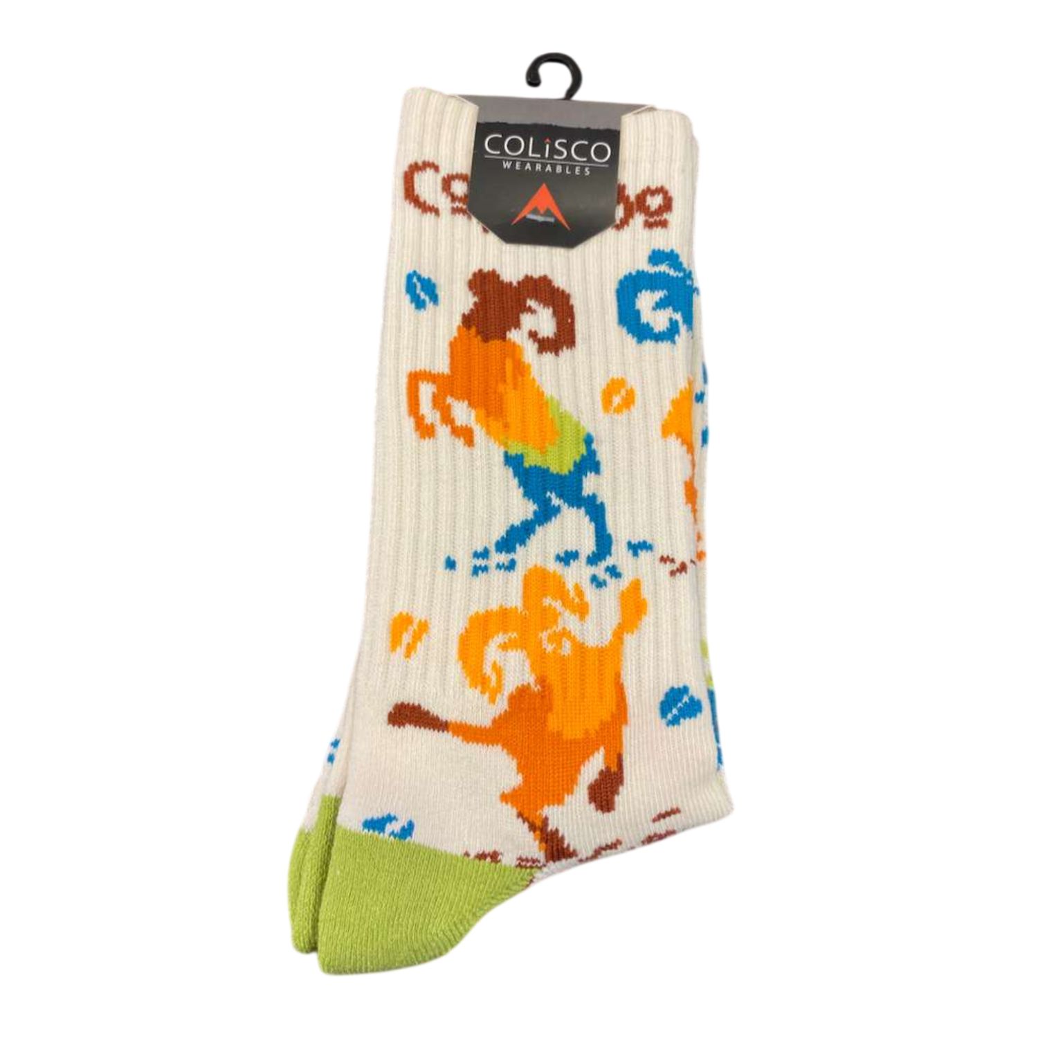 COLISCO Unisex Crew Socks - Colorado Mountain Goat Dance, Design: Colorado Mountain Goat Dance