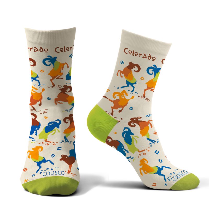 COLISCO Unisex Crew Socks - Colorado Mountain Goat Dance