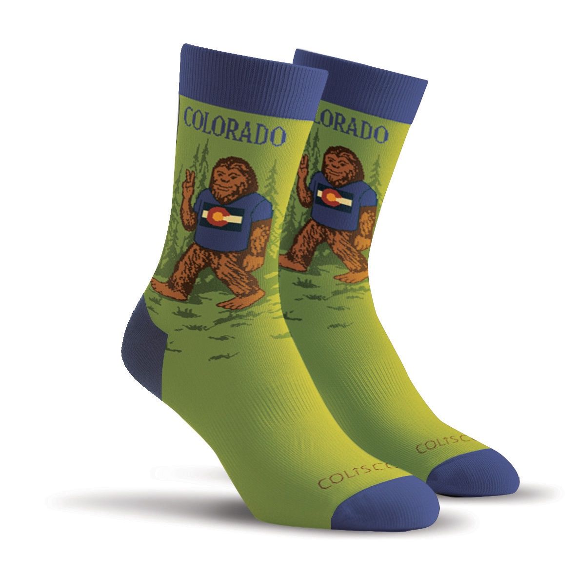 Colisco Unisex Crew Socks - Big Man of Colorado, Design: Big Man of Colorado