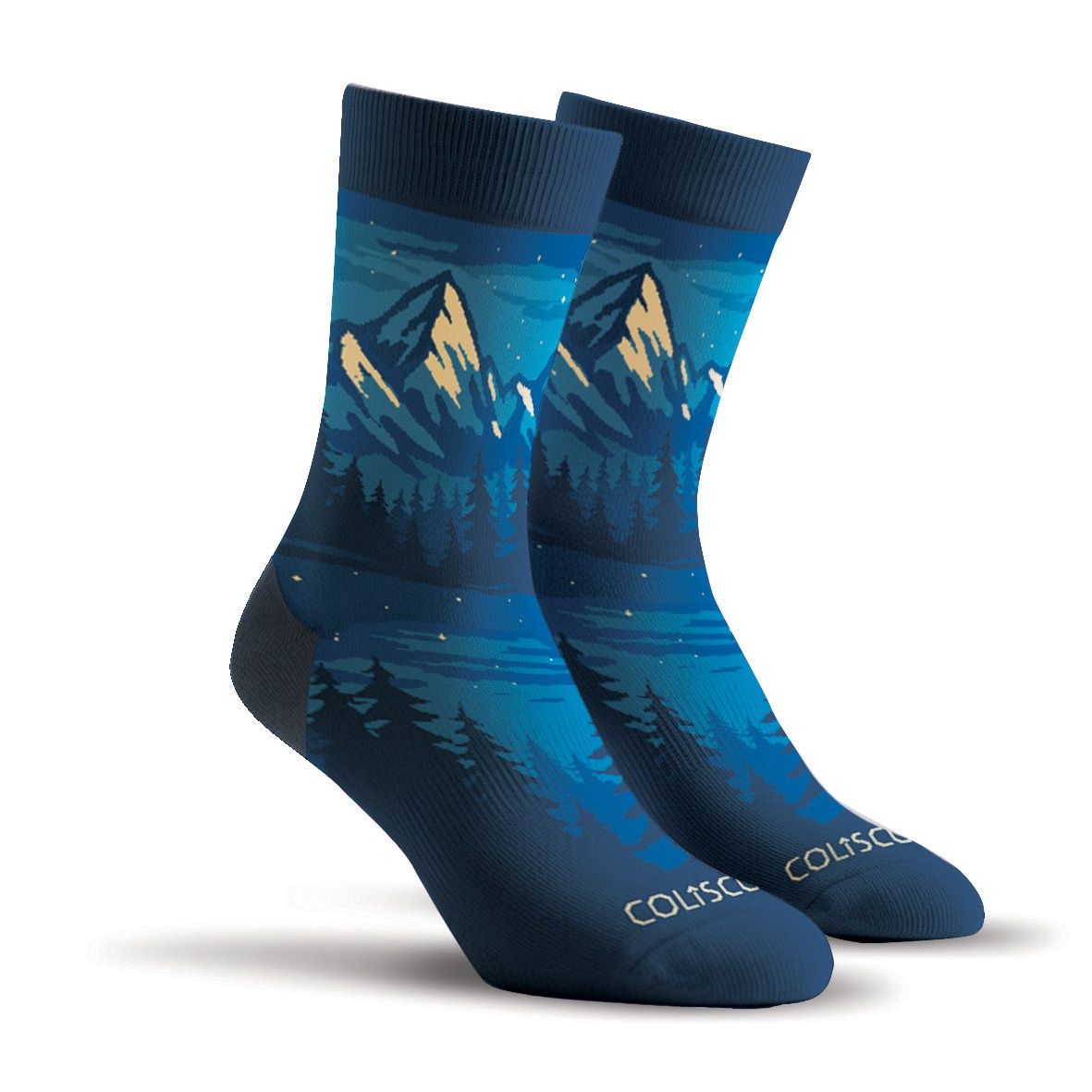 Colisco Unisex Crew Socks - Night Mountains, Design: Night Mountains