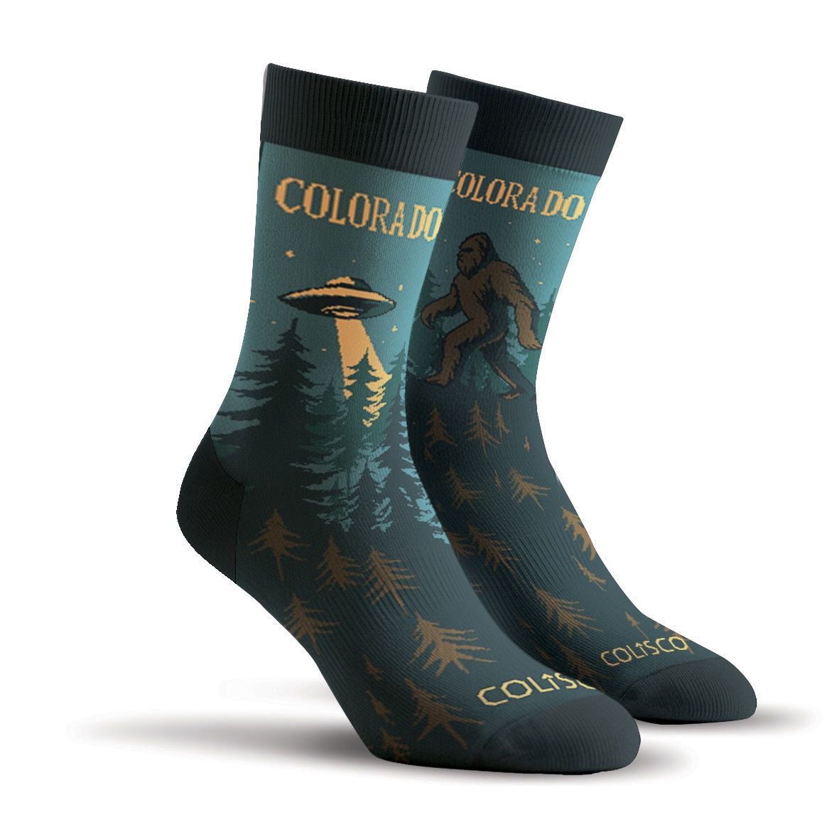 Colisco Unisex Crew Socks - Mysteries Of Colorado, Design: Mysteries Of Colorado