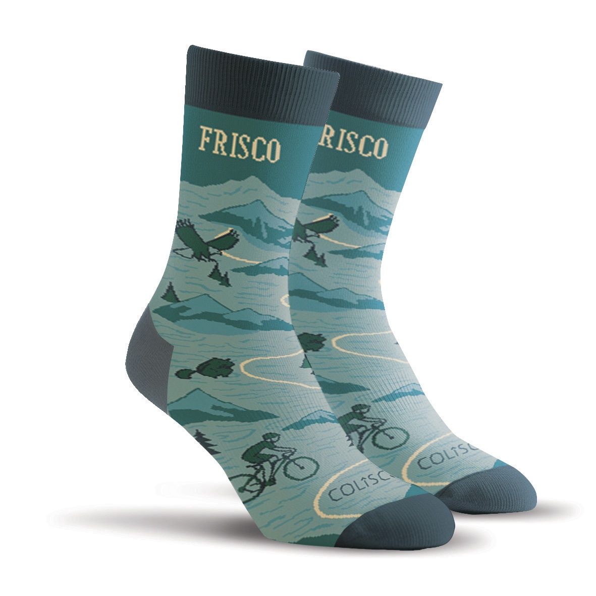 Colisco Unisex Crew Socks - Nature Frisco Co. II, Design: Nature Frisco Co. II
