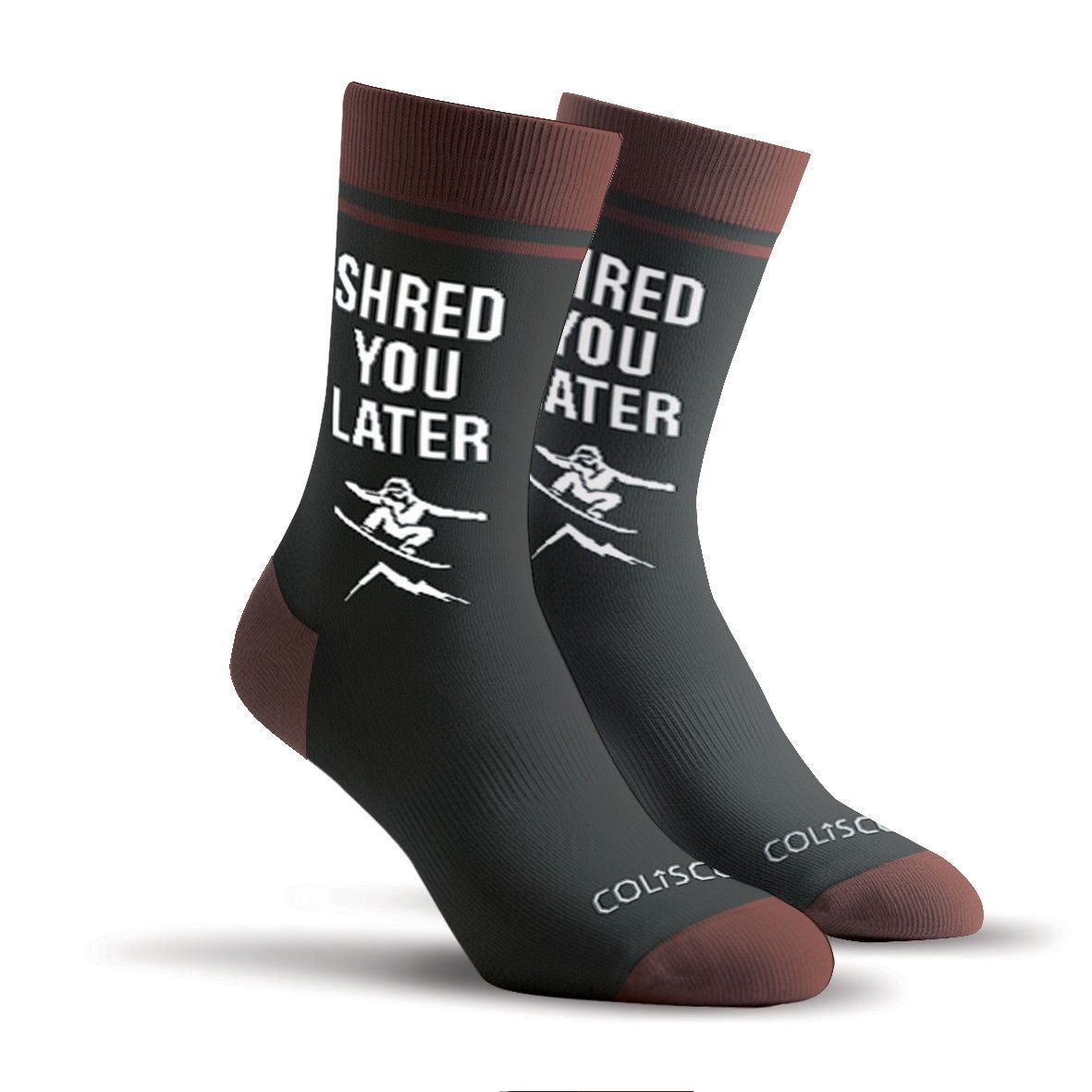 Colisco  Unisex Crew Socks - Shred You Later, Design: Shred You Later