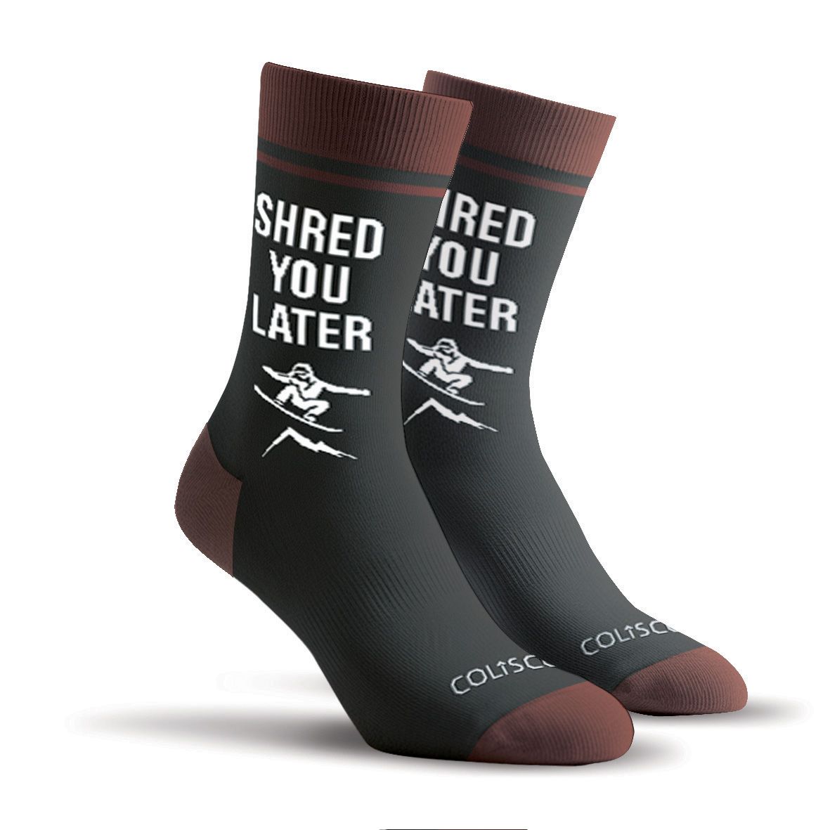 Colisco Unisex Crew Socks - Shred You Later, Design: Shred You Later
