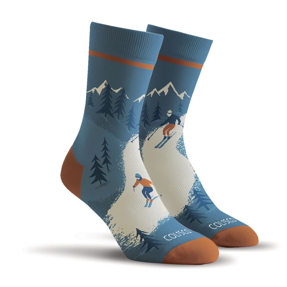 Colisco Unisex Crew Socks - Night Skiing, Design: Night Skiing