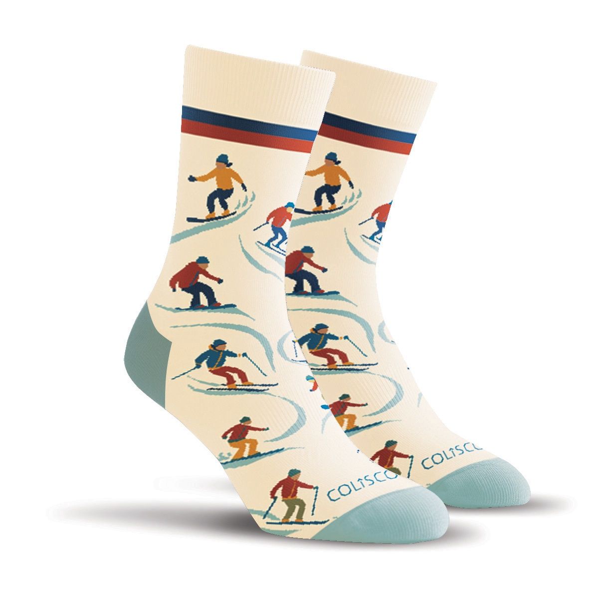 Colisco Unisex Crew Socks - Skiing and Snowboarding, Design: Skiing and Snowboarding