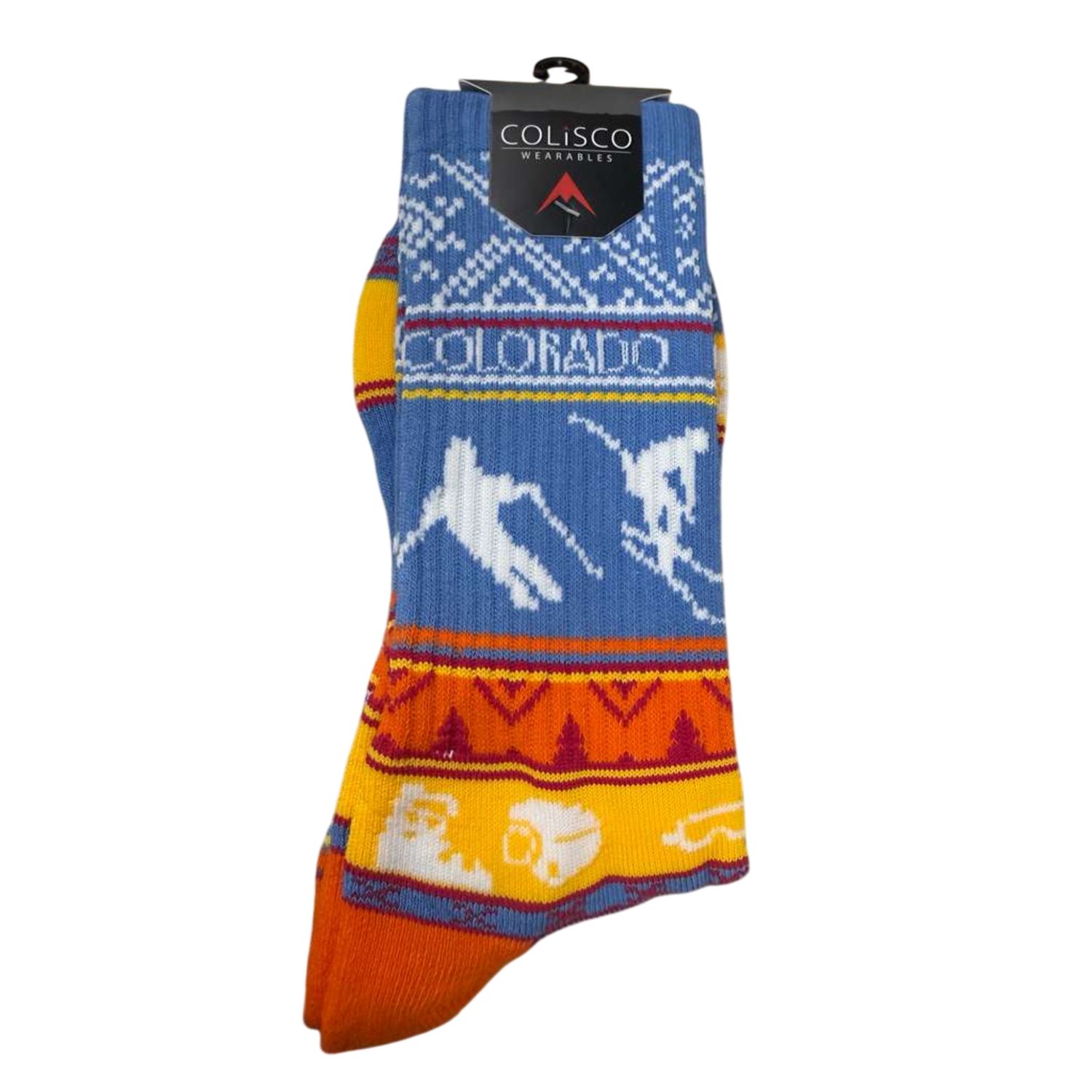COLISCO Unisex Crew Socks - Colorado Cross-Country Skier, Design: Colorado Cross-Country Skier