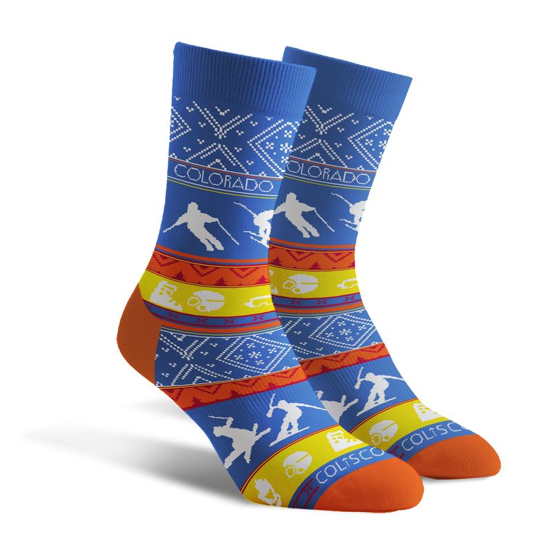 COLISCO Unisex Crew Socks - Colorado Cross-Country Skier