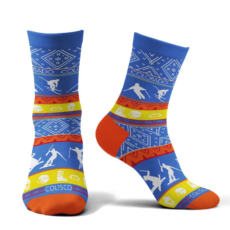 COLISCO Unisex Crew Socks - Colorado Cross-Country Skier
