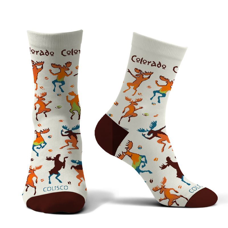 COLISCO Unisex Crew Socks - Colorado Moose Dance
