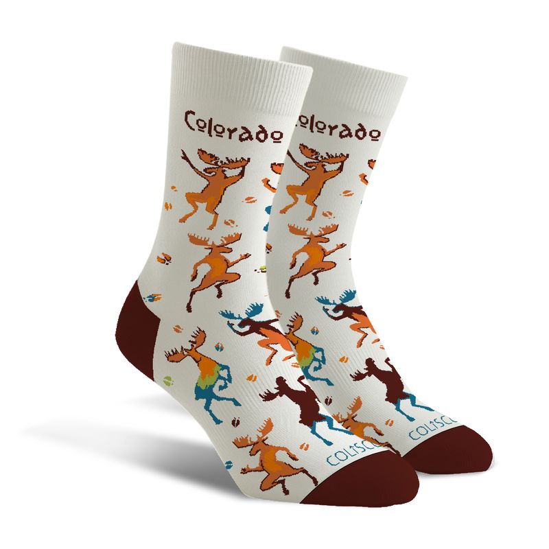 COLISCO Unisex Crew Socks - Colorado Moose Dance