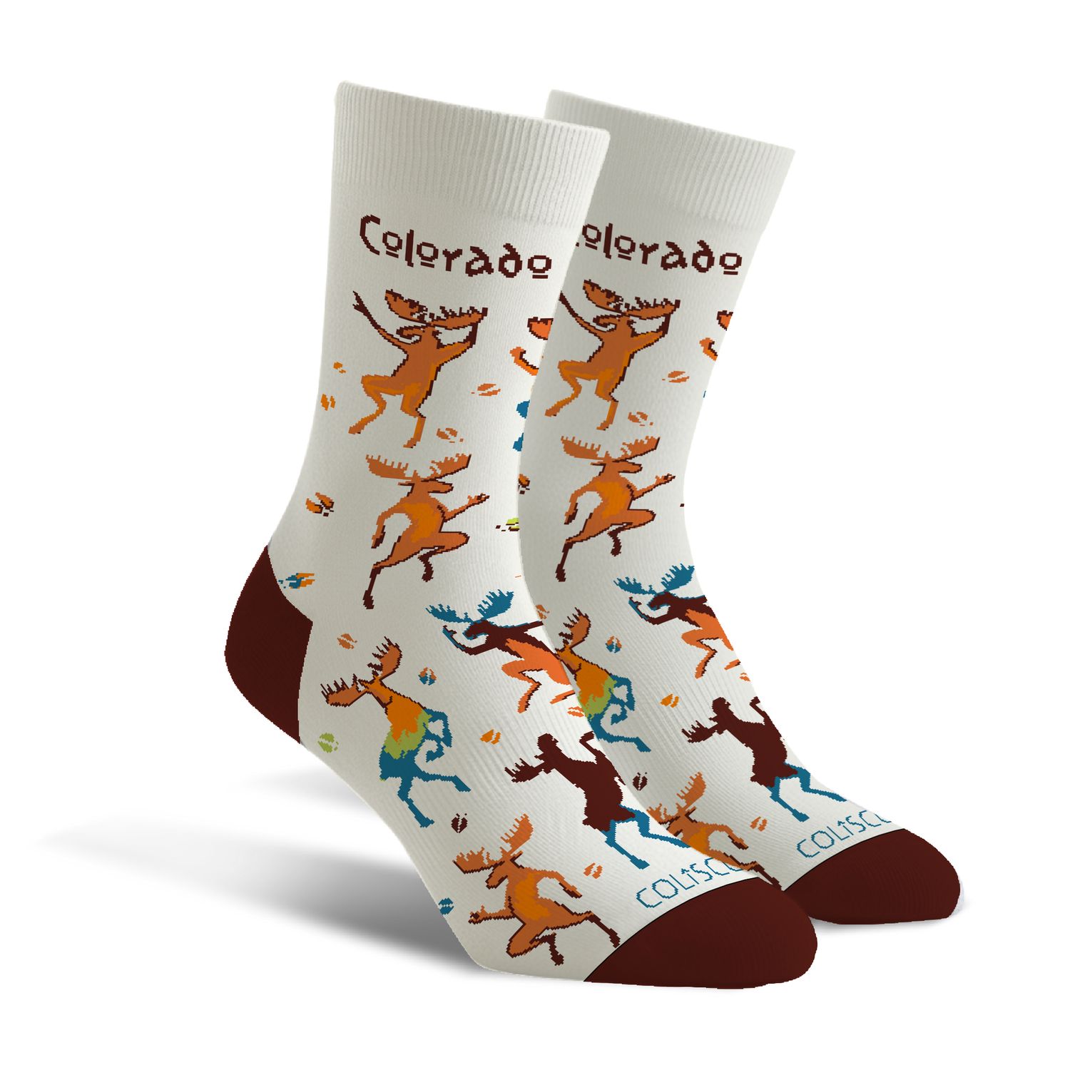 COLISCO Unisex Crew Socks - Colorado Moose Dance, Design: Colorado Moose Dance