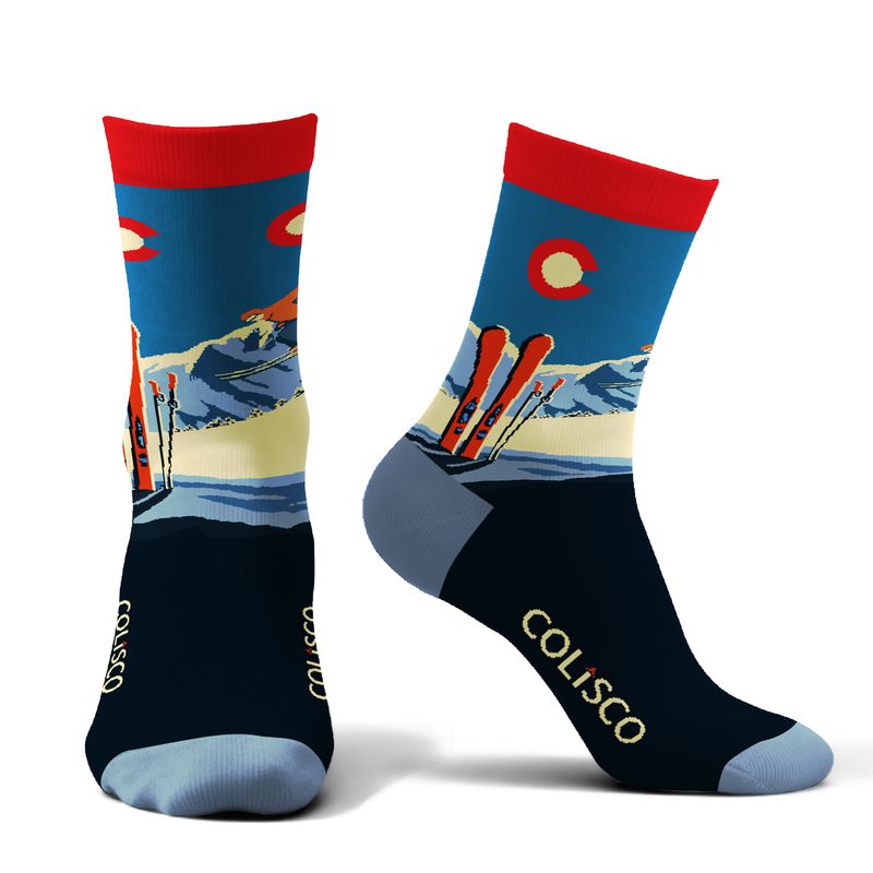 COLISCO  Unisex Crew Socks - Retro Ski