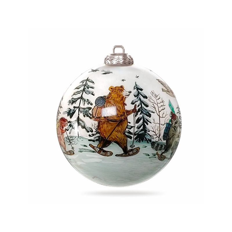 Colisco Snowshoe Story Hand Painted Glass Ornament, 80mm