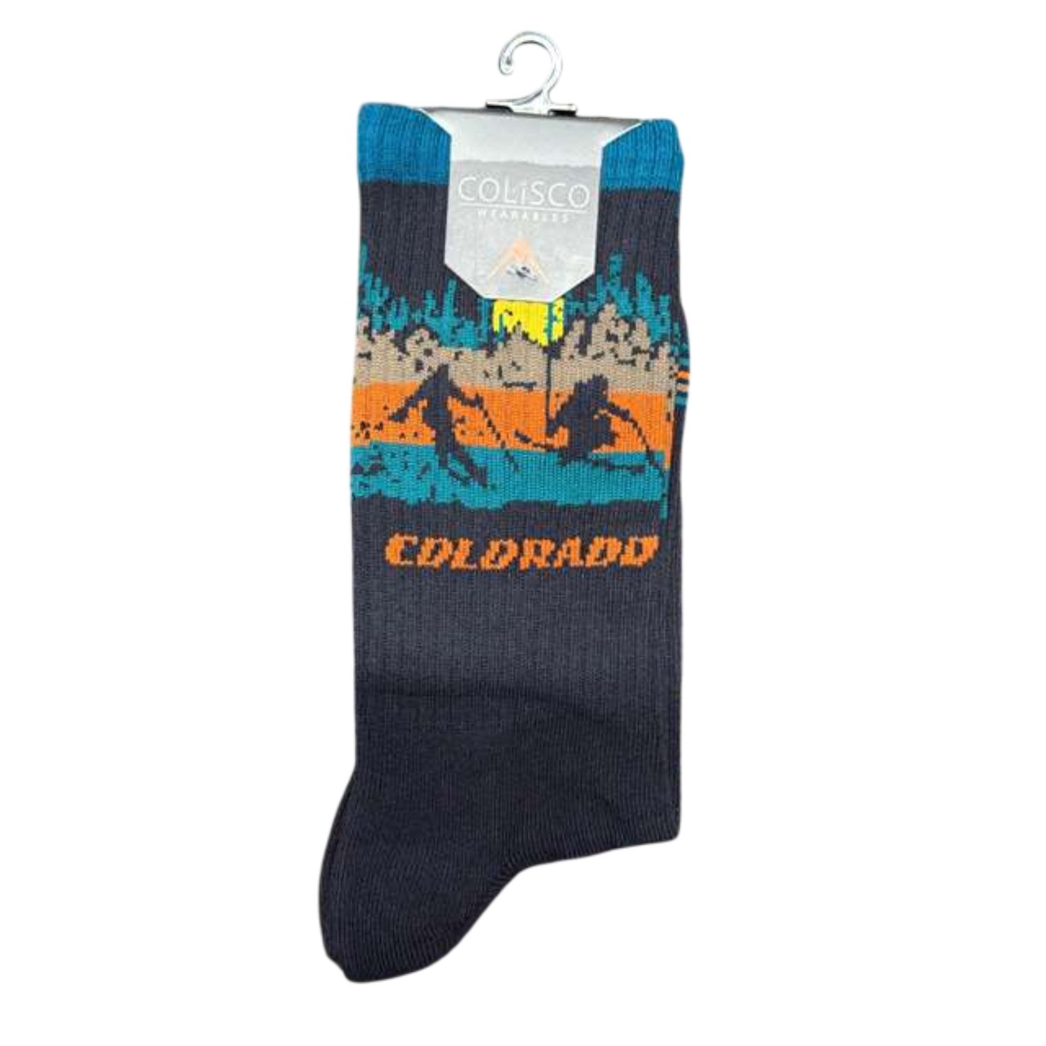 Colisco Unisex Crew Socks - Colorado Retro Ski, Design: Colorado Retro Ski