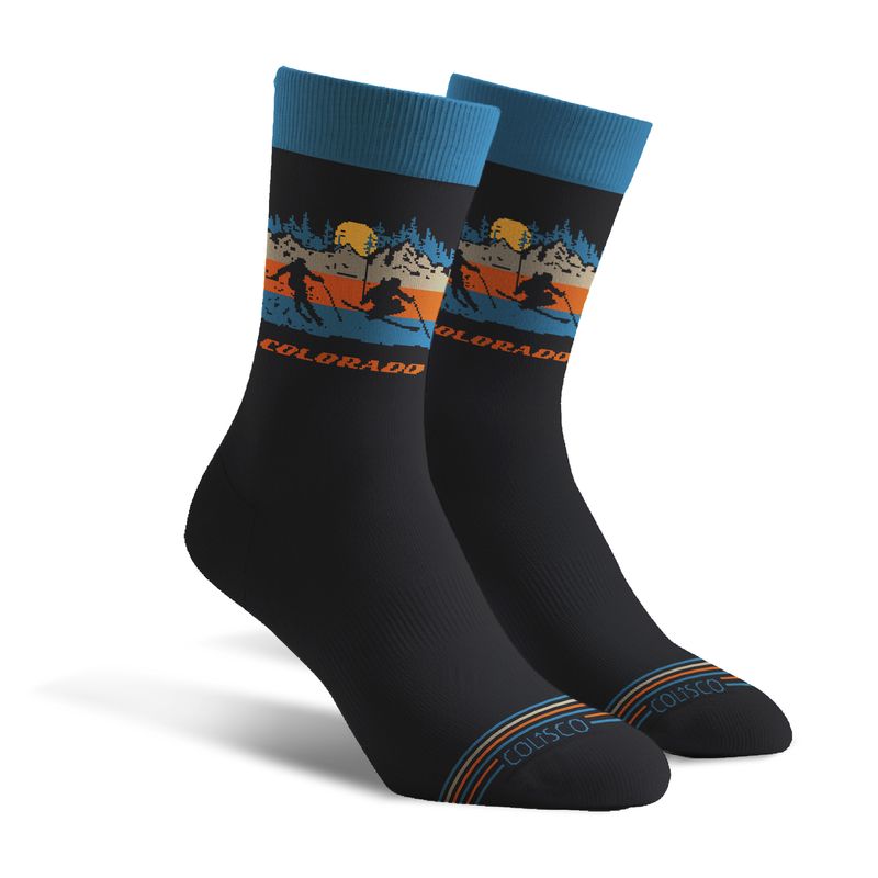 Colisco Unisex Crew Socks - Colorado Retro Ski