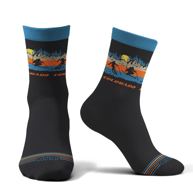 Colisco Unisex Crew Socks - Colorado Retro Ski