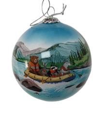 Colisco Wild River Raft Hand Painted Glass Ornament