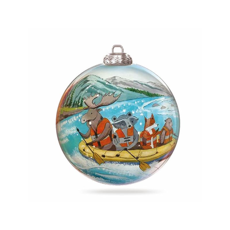 Colisco Wild River Raft Hand Painted Glass Ornament, 80mm