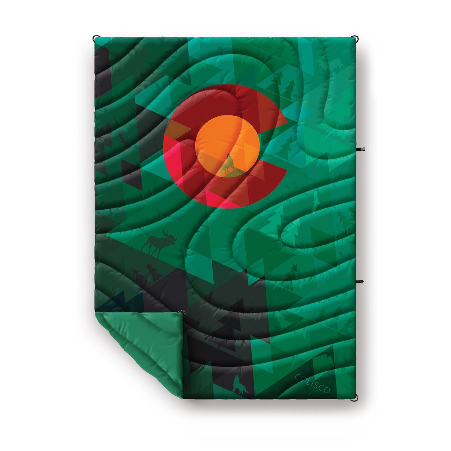 Colisco Colorado Green Packable Travel Puff Camping Blanket 52" x 75"