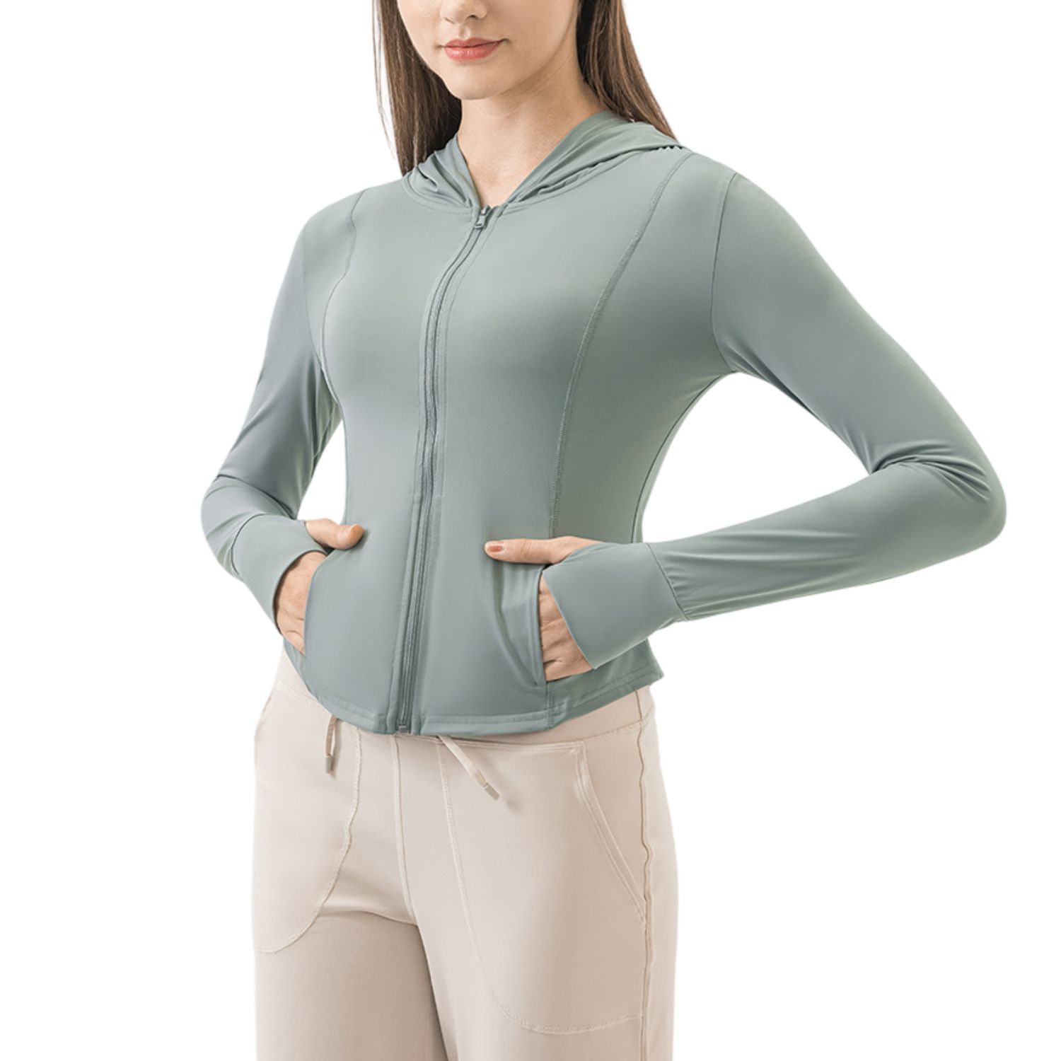 Colisco  Lightweight Cropped Hoodie, Mint, Color: Mint, Size: M