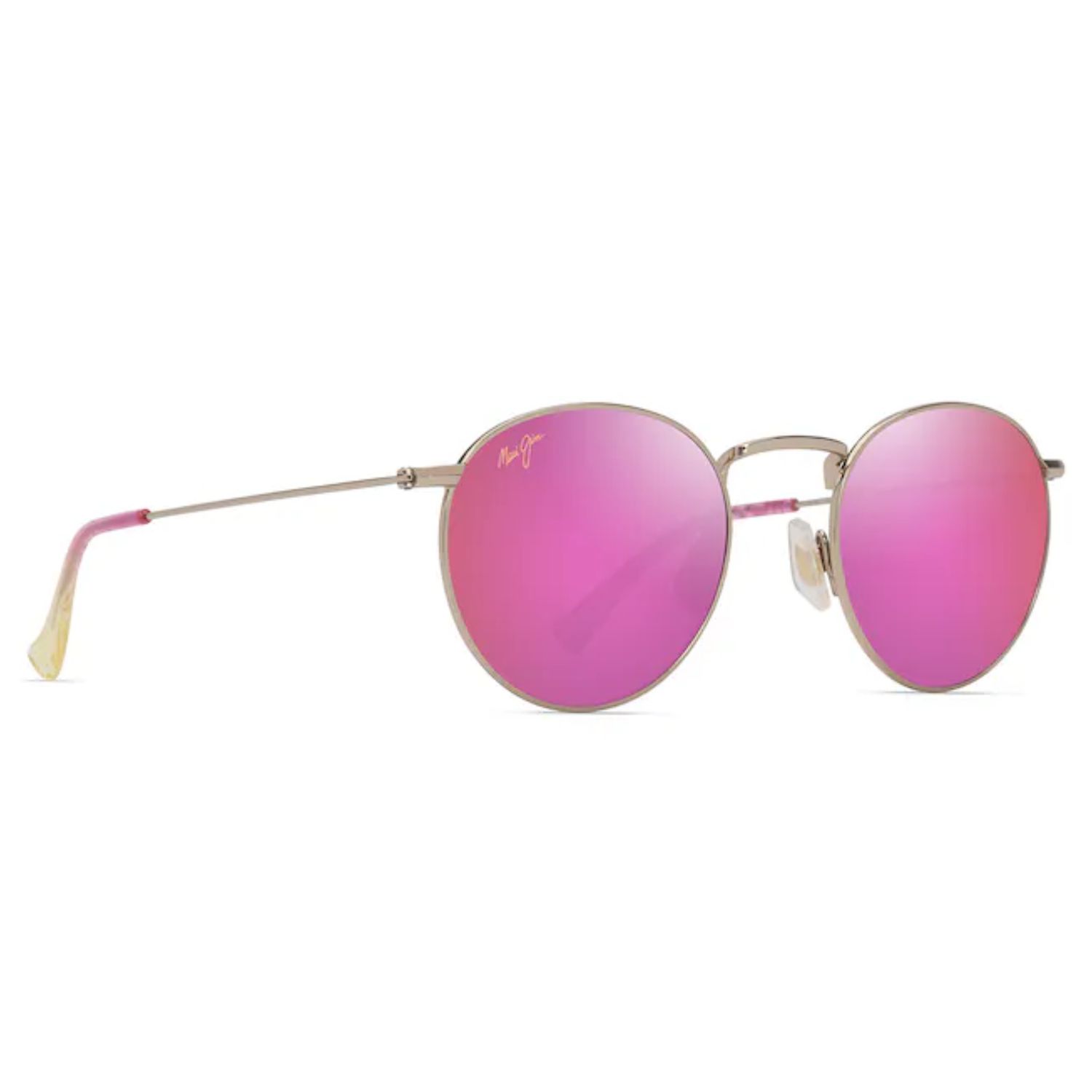 MAUI Sunrise Pukaua Polarized Classic Sunglasses, Color: Shiny Lt Gold W/Pink, Size: O/S