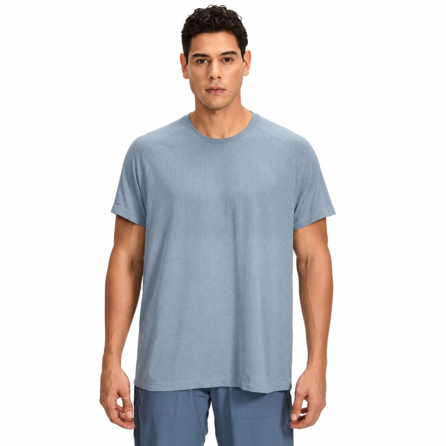 Colisco Men's Casual T-Shirt, Sky Blue, Color: Sky Blue, Size: M
