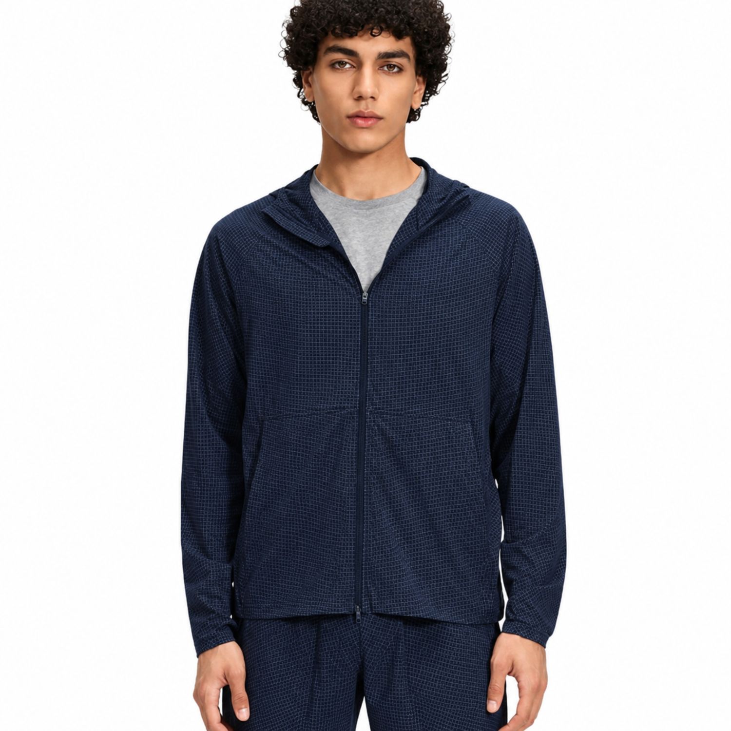 Colisco Men's Zip Hoodie, Heather Navy, Color: Heather Navy, Size: M