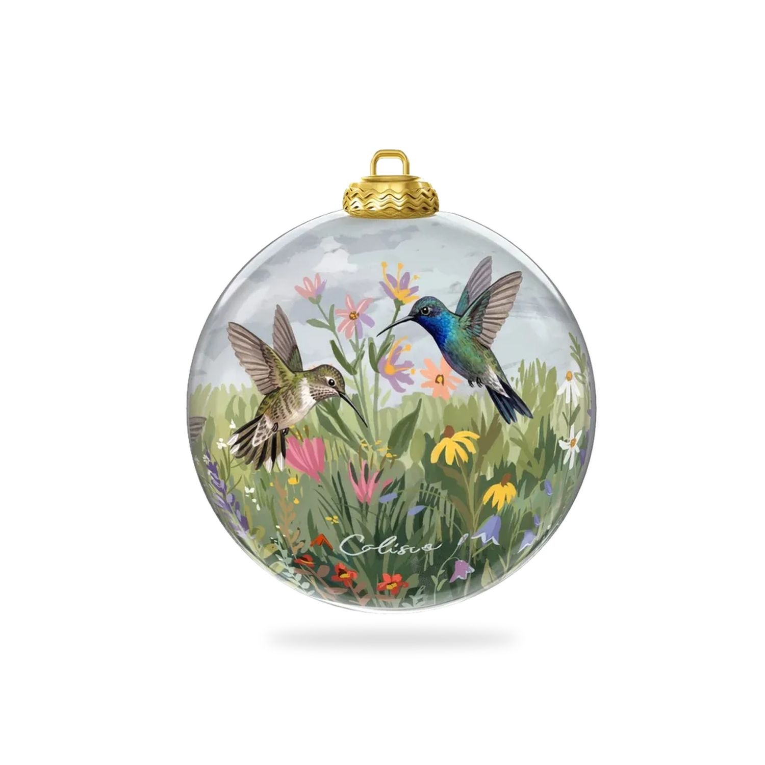 Colisco Hummingbird Hand Painted Glass Hanging Ornament, 80mm