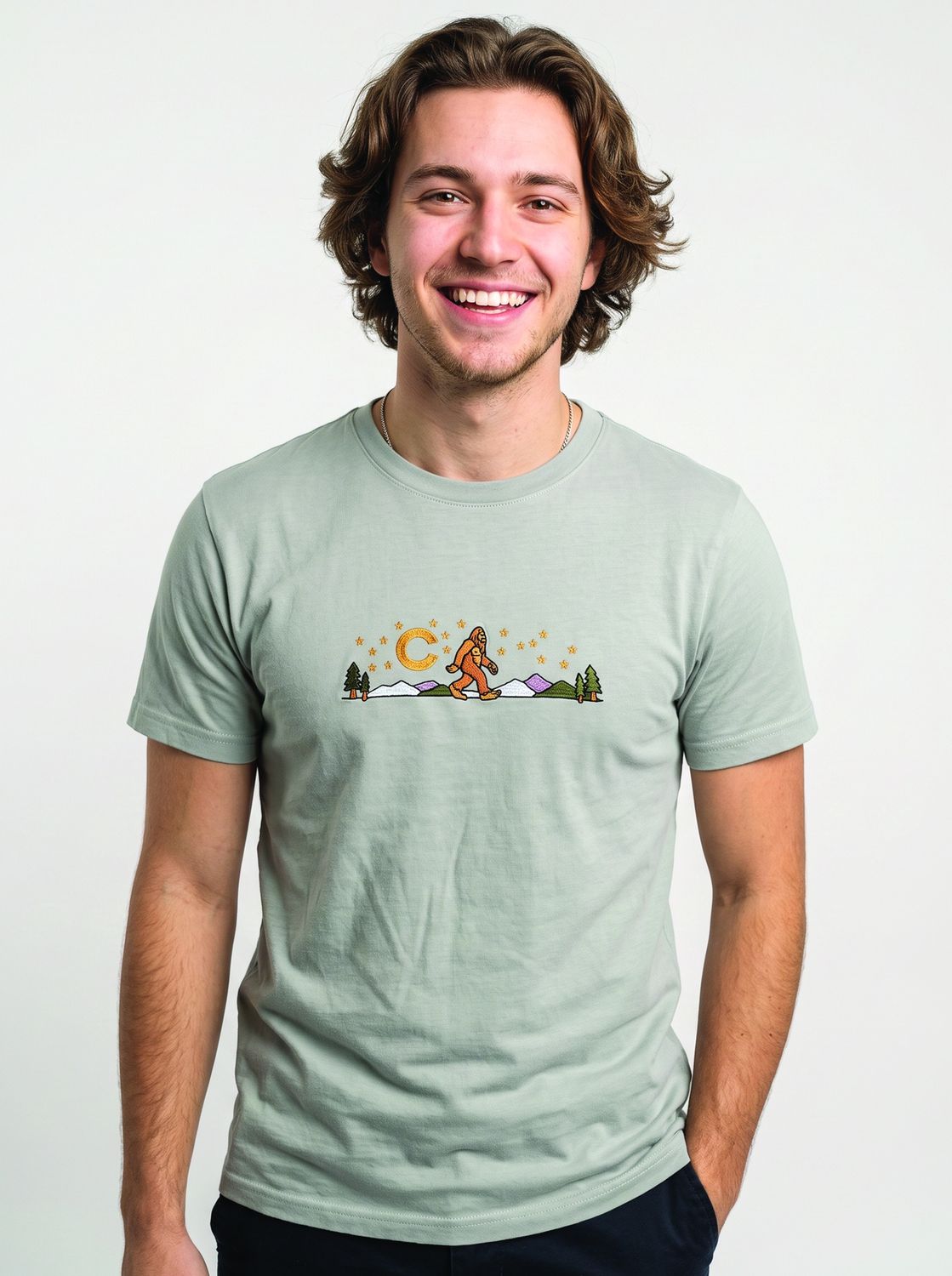 Colisco Big Foot Colorado 100% Cotton Graphic T-Shirt, Color: Light Gray, Size: S
