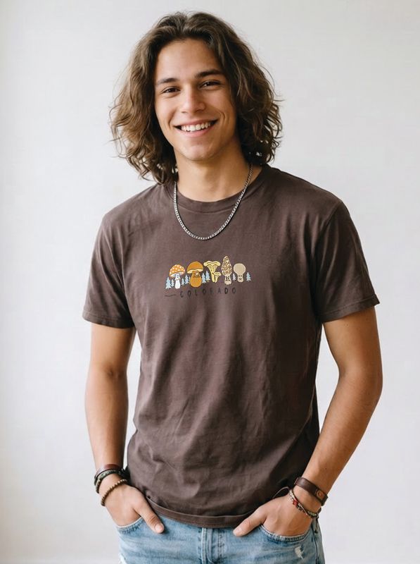 Colisco Mushrooms 100% Cotton Graphic T-Shirt