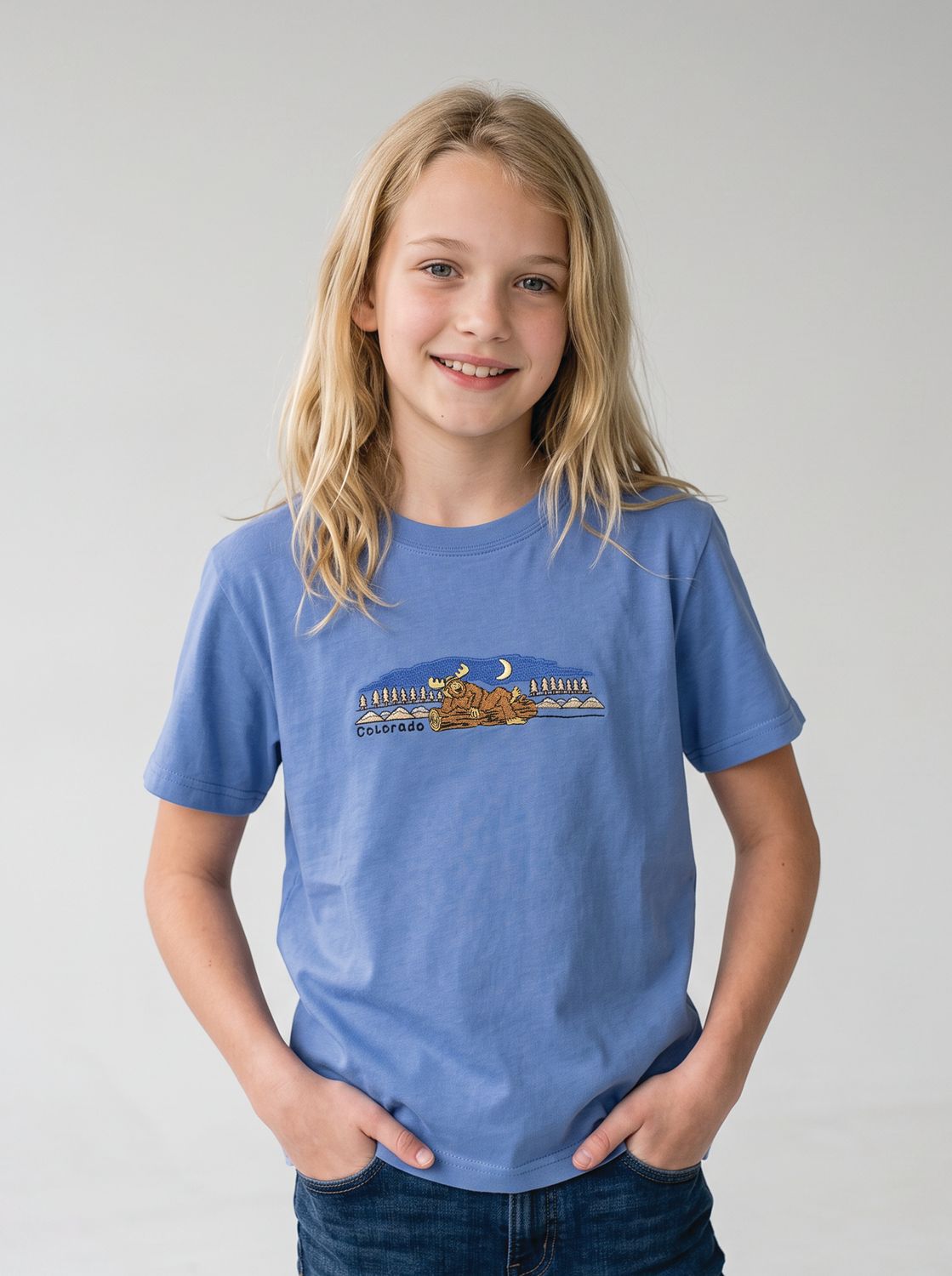 Colisco Night Big Foot 100% Cotton Graphic T-Shirt, Color: Blue, Size: S