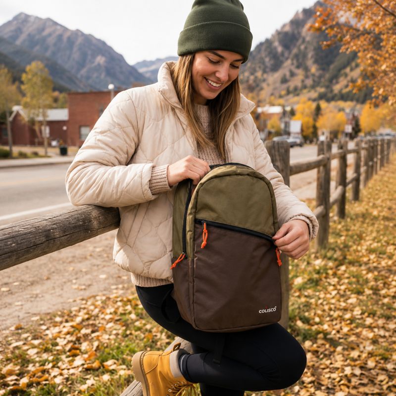 Colisco Brown Olive Backpack II Lightweight Outdoor Travel Daypack