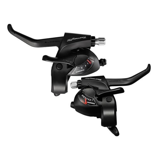 SHIFT/BRAKE LEVER SET, ST-TX800,TOURNEY TX, 3X8-SPEED,EZ-FIRE PLUS, 2F-STEEL/RESIN, FOR V-BRAKE , BLACK
