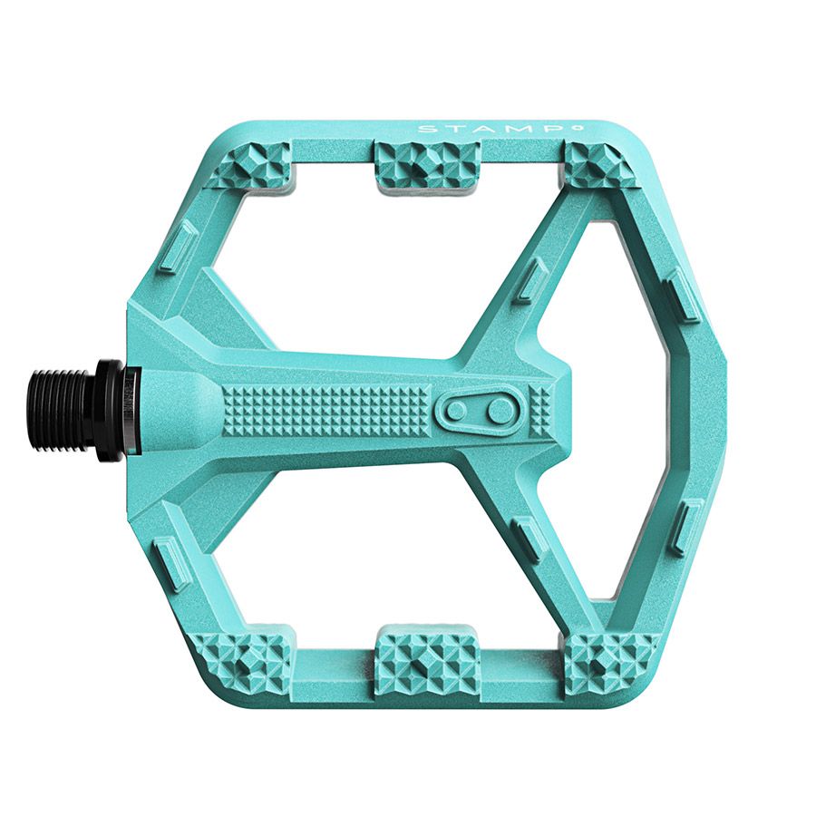 crankbrothers, STAMP 0, Platform Pedals, Body: Composite, Spindle: Cr-Mo/Steel, 9/16&#39;&#39;, Turquoise, Small, Pair