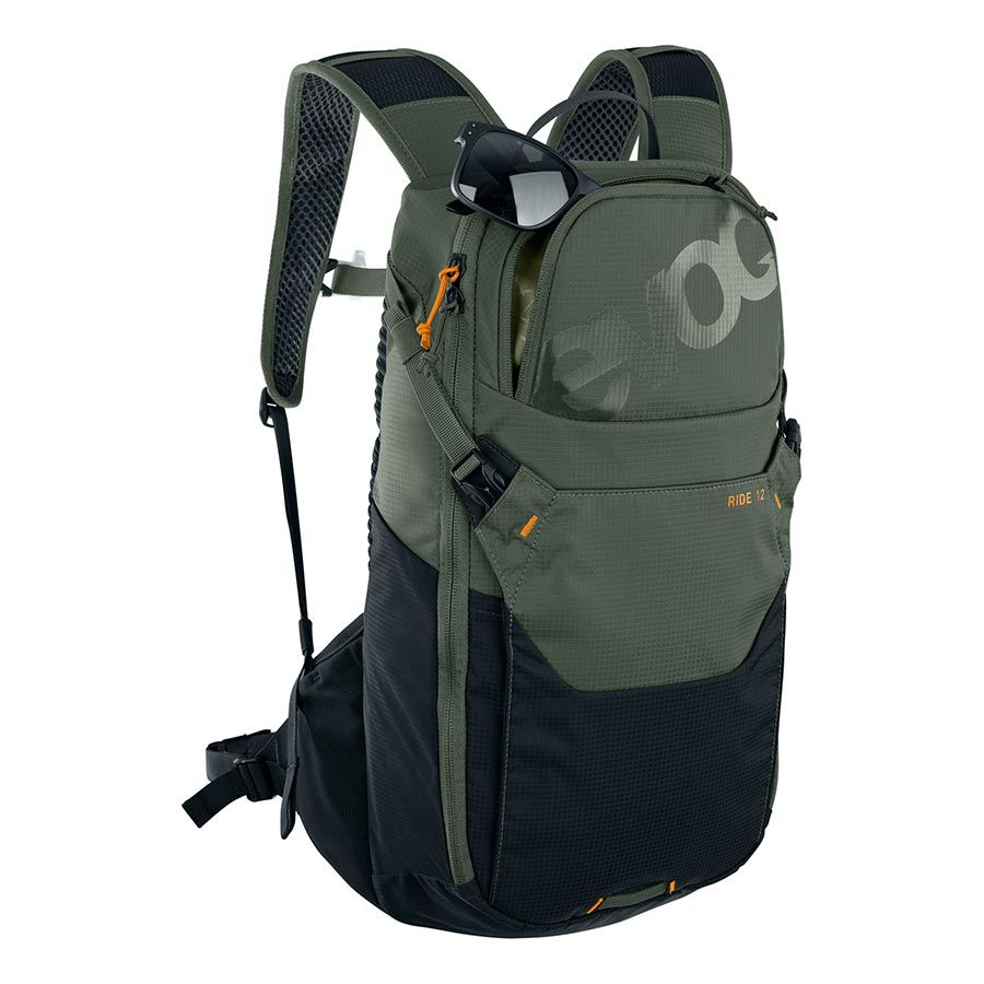 EVOC, Ride 12, Hydration Bag, Volume: 12L, Bladder: Included (2L), Dark Olive/Black