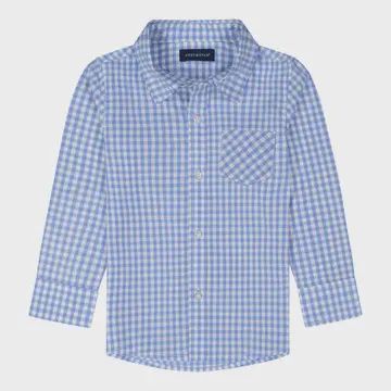 Boys Blue Plaid Button Down Shirt