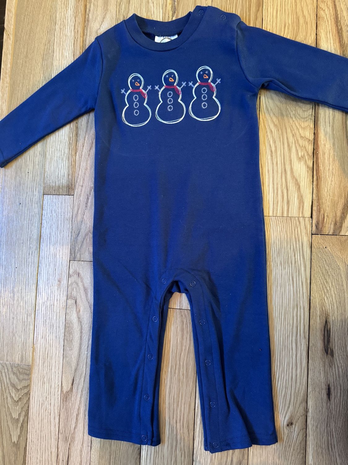 Snowman Embroidered Romper-Boys