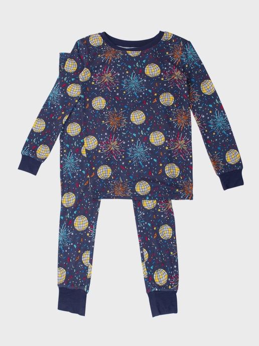Navy Happy New Year Long Sleeve Pajama Set - 2T