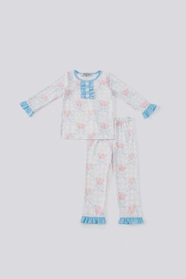 Pink Floral Bow Ruffle Pajama Set