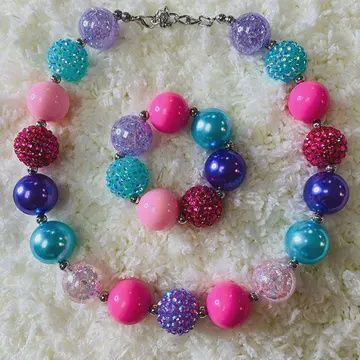 240349 Multi Color Bubble Girls Necklace &amp; Bracelet Sets