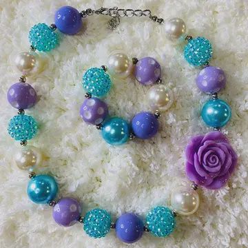 240350 Multi Color Bubble Girls Necklace &amp; Bracelet Sets