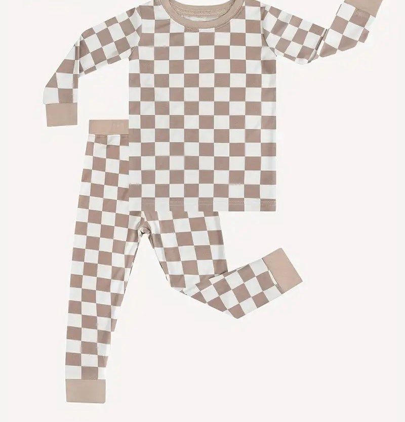 Bamboo Light Gray Checkerboard Pajamas