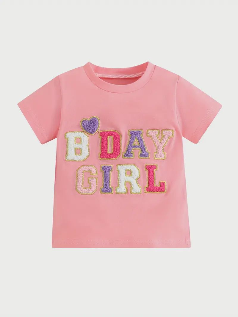 Chenille Letter Bday Girl Shirt